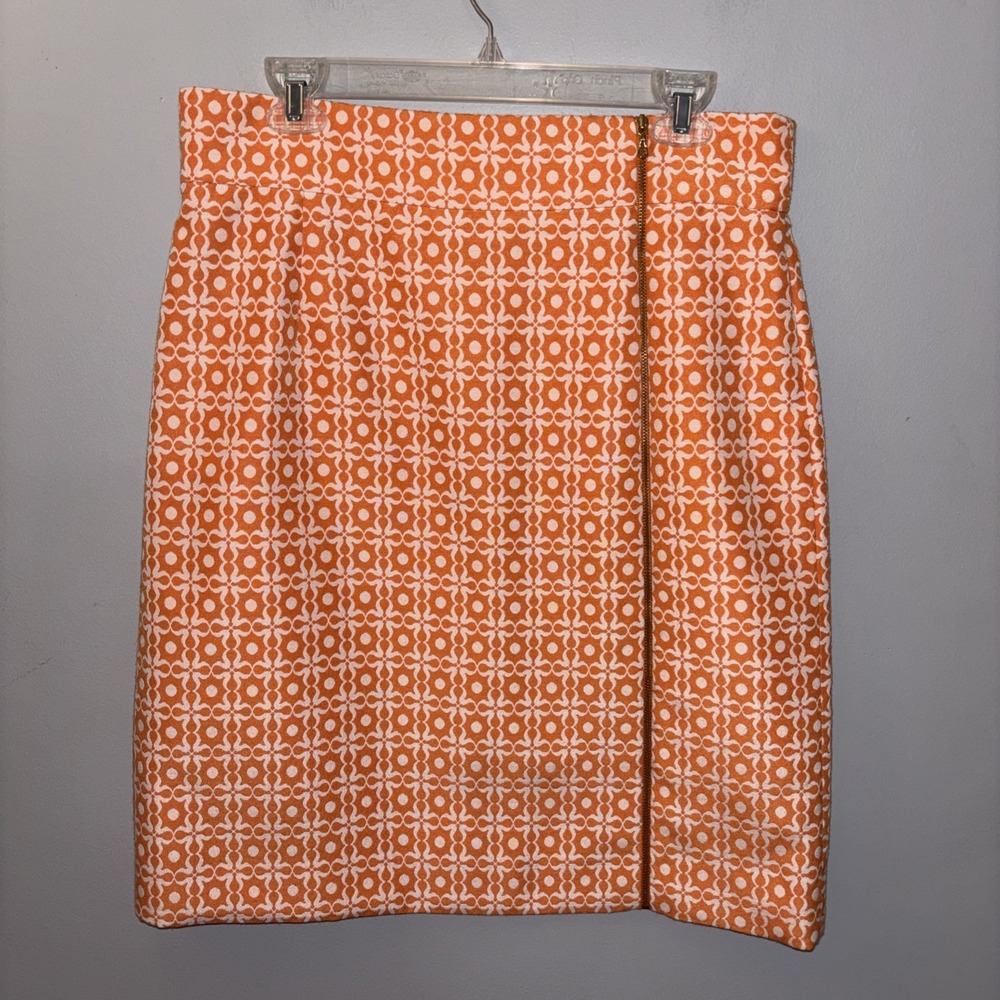 Alex‎ Marie Womens Size 12 Orange White Retro Floral Print Pencil Skirt